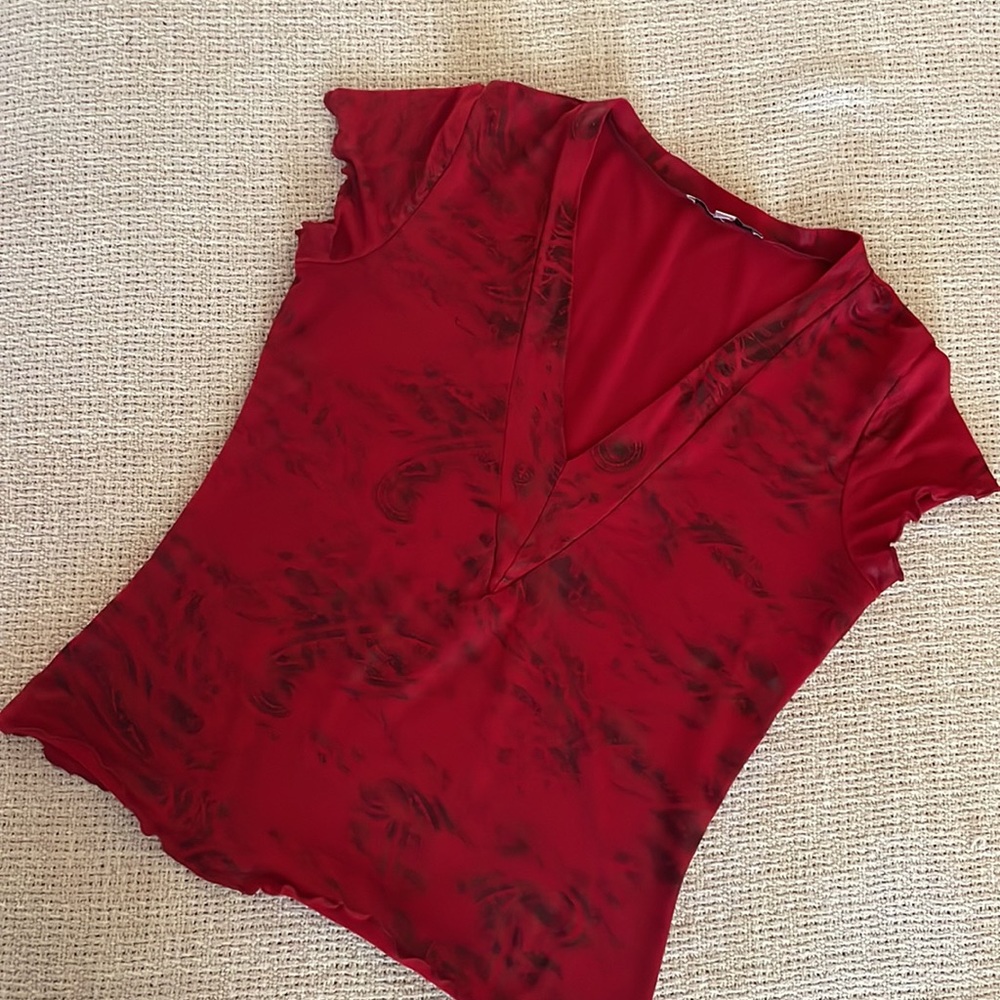 Red Rose Vneck Blouse